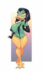 1girls anthro areola barely_contained bluebreed color disney duck ducktales ducktales_(2017) furry large_breasts magica_de_spell pussy sling_bikini tagme thick_thighs thunderthighs white_background wide_hips witch