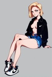 ai_generated android_18 blonde_hair dragon_ball dragon_ball_super girl hoeyuga milf nike