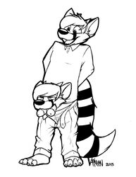 2015 2_penises aerosouthpaws anthro brothers conjoined crotch_head diphallia diphallism male male_only mammal merging multi_head multi_penis penis penis_tongue procyonid raccoon sibling unzipped unzipped_pants what