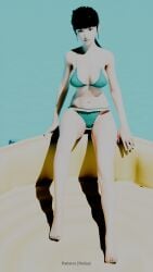 3d 3d_(artwork) big_ass big_breasts bikini black_hair blender curvy eve_(stellar_blade) feet female female_only hourglass_figure light-skinned_female light_skin ocean shift_up solo stellar_blade voluptuous wide_hips