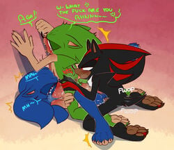 barefoot deepthroat fellatio hedgehog kukkiisart male oral oral_sandwich penis rimming scourge_the_hedgehog shadow_the_hedgehog sonadow sonic_(series) sonic_the_hedgehog threesome yaoi