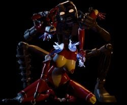 animatronic animatronic_female anthro blender broken_sex_toy decapitated_head disarmed disassembled dismantled dismembered_arm dismembered_head dismemberment female female_death five_nights_at_freddy's fnaf foxy_(disembowell) foxy_(fnaf) guro mimic red_body robot robot_girl