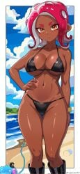 agent_8_(octo_expansion) agent_8_(splatoon) beach bikini dark-skinned_female dark_skin female female_focus nintendo nintendo_switch octoling octoling_girl splatoon splatoon_(series) splatoon_2 splatoon_2:_octo_expansion