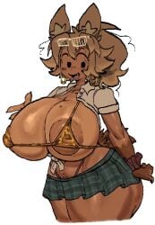 bikini earring huge_areolae huge_breasts skirt spicyfuse thick_thighs