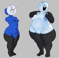 armless battle_for_dream_island bfdi big_breasts bubble_(bfdi) chubby chubby_female dickgirl elbow_gloves fanny_(bfdi) fat_ass fingerless_gloves flaccid gijinka gloves humanized lesbian medium_breasts object_head object_shows penis pussy thick_ass thick_thighs thighhighs translucent translucent_body yuri