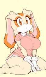 1girls anthro artist_request clothed cream_the_rabbit cute female female_only gloves large_breasts rabbit sfw shorts solo sonic_(series) tagme thick_thighs