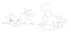 anal black_and_white female genitals halbean monster_hunter tsukino_(monster_hunter_stories) whiskers white_background