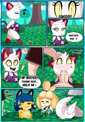 ! 1boy 4girls :3 after_sex animal_crossing animal_crossing_boy ankha anthro blonde_hair blue_hair blush bottomless breasts canid canine canis cleavage comic cum cum_in_mouth cum_in_pussy cum_inside cum_on_breasts cum_on_ground cum_on_hair dialogue english_text erection eyeliner face_fucking felid feline felis fellatio female female_focus forced forced_oral fur furry group hair half-closed_eyes hi_res huge_penis human human_on_anthro immobile interspecies inverted_nipples isabelle_(animal_crossing) light_skin makeup male male_human/female_anthro male_on_anthro male_penetrating male_pov mammal mole_(marking) musical_note nintendo olivia_(animal_crossing) oral oral_penetration oral_sex outside pale_skin penetration penis pov pussy rape somescrub speech_bubble straight stuck tail text thick_thighs throat_fuck thrusting thrusting_into_mouth unseen_male_face veins veiny_penis video_games villager_(animal_crossing) white_fur whitney_(animal_crossing) wide_hips wolf yellow_fur