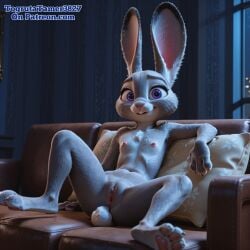 ai ai_art ai_generated bunny_ears bunny_girl bunny_tail couch flat_chest flat_chested furry furry_female furry_only grey_fur high_quality high_resolution highres judy_hopps looking_at_viewer naked naked_female nervous_smile nipples nude nude_female patreon patreon_username paws purple_eyes pussy rabbit_ears rabbit_girl rabbit_humanoid rabbit_tail smile smiling smiling_at_viewer togrutatamer3827 zootopia zootopia_2 zootropolis