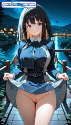 1girls 2026 ai_assisted ai_generated anime beach city_lights cityscape clothes_lift curtsey dress_lift fireflies flashing hi_res high_quality high_resolution highres inoue_takina kimono_lift lifted_by_self lycoris_recoil night night_sky patreon patreon_username pool purple_eyes river shore skirt skirt_basket skirt_hold skirt_lift sky skypassion smile stable_diffusion tanzaku watermark