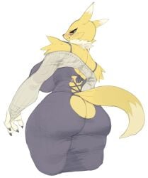 anthro aqua_eyes ass bandai_namco big_ass big_breasts breasts digimon digimon_(species) female fur maotthat renamon solo thick_thighs video_games wide_hips