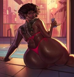1girls ass big_ass bikini buttedraws cd_projekt_red cyberpunk_2077 dark-skinned_female dark_skin female female_only huge_ass