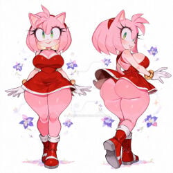 amy_rose big_ass big_breasts glowfurdeep red_dress voluptuous_female