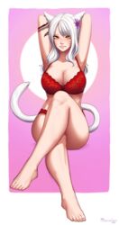 big_breasts bra breasts catgirl cleavage female female_only large_breasts looking_at_viewer panties razalor solo