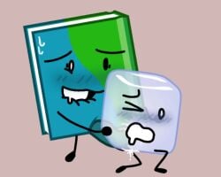 battle_for_dream_island bfdi biting_lip blush book_(bfdi) cum drooling ice_cube_(bfdi) lesbian object_shows one_eye_closed penetration penis sweat yuri