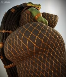 3d_(artwork) alligator alligatorid ammit ammit_(moon_knight) anthro ass big_ass big_breasts breasts clothed clothing crocodilian digital_media_(artwork) diorenders dwrenders egyptian egyptian_mythology fangs female female_only hair hi_res huge_ass huge_breasts jewlery long_hair looking_at_viewer looking_back middle_eastern_mythology mythology open_mouth reptile robe scalie sharp_teeth smile solo teeth thick_thighs wide_hips