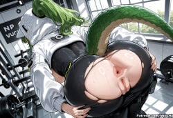 1girl ai_assisted ai_generated anus arknights arknights:_endfield ass ass_cutout bent_over breasts curvaceous curvy curvy_female curvy_figure female fluorite_(arknights:_endfield) from_behind green_hair ground_vehicle helmet hood hooded_jacket jacket long_hair miyuai motorcycle pussy solo thick thick_ass thick_butt thick_hips thick_legs thick_thighs torn_clothes torn_legwear torn_pants voluptuous voluptuous_female wide_hips wide_thighs