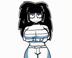 analog_horror arms_crossed black_and_white fercholito gif looking_away needlemouse_(character) needlemouse_(series) red_eyes sarah_henderson_(needlemouse) sonic.exe_(series) tits_bouncing twitter white_background