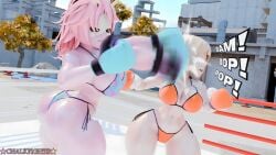 2girls 3d 3d_(artwork) ass big_ass big_breasts big_butt bikini blonde_hair boxing boxing_gloves boxing_ring breasts catfight chalkfights dominated_female domination fat_ass female_focus female_only femdom fight fighting fighting_ring hair_buns himiko_toga horns huge_ass huge_breasts large_ass large_breasts mina_ashido my_hero_academia onomatopoeia pink_hair pink_penis punch punching punching_face ryona thick thick_ass thick_thighs thighs wide_hips yellow_eyes