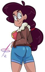 androgynous ass black_eyes black_hair cartoon_network dat_ass female fusion gem_fusion ican-t-get-no-satisfaction looking_back pussy steven_universe stevonnie