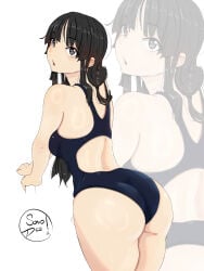 1girls ass black_hair furan_sonoda k-on! mio_akiyama_(k-on!) swimsuit tagme