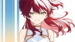 1girls ai_art ai_generated beachwear cleavage female_villain ginger_hair gundam_00 large_breasts nena_trinity red-haired_female red_hair villainess