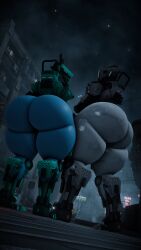 2girls 3d 3d_(artwork) ass big_ass butt fat_ass robot robot_girl thighs