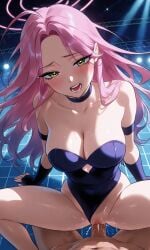 ai_generated alien_stage lesbian_conversion lesbian_with_male loving_gaze male mizi_(alien_stage) orientation_play pink_hair pussy shivering straight straight_sex