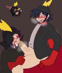 2boys andy black_hair blowjob blue_hair blush commander_peepers cum cum_in_mouth cum_on_face cum_on_tongue dark_blue_hair emo emo_boy fellatio gay gay_blowjob heart males males_only oral oral_penetration oral_sex red_eyes sunnypawsy tongue_out trans_(lore) trans_man trans_man_penetrated wander_over_yonder