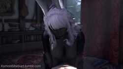 1boy 1girls 3d animal_ears animated breasts bunny_ears cowgirl_position final_fantasy final_fantasy_xii fran komorebihebiart large_breasts male_pov nipples no_sound nude pov sex tagme uncensored video viera white_hair