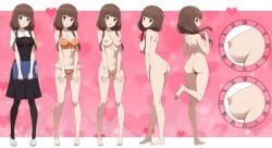 1girls arched_back areolae ass bare_shoulders barefoot big_breasts big_ears bikini black_dress black_legwear black_pantyhose blush breast_close-up breasts brown_eyes brown_hair butt character_sheet cleavage close-up collarbone dress exposed_breasts female female_only flustered frilled_bikini full_body hairless_pussy hands_on_own_thighs highres holding_tablet iino_miko kaguya-sama_wa_kokurasetai_~tensai-tachi_no_renai_zunousen~ legs legwear light-skinned_female light_skin long_hair looking_at_viewer looking_back looking_back_at_viewer multiple_views nanikairu navel nipples one_foot_raised one_leg_bent open_mouth orange_bikini orange_swimsuit pantyhose posing pout pussy school_uniform schoolgirl shaved_pussy shoes side_view sideboob solo standing standing_on_one_leg stomach straight_bangs surprised swimsuit uncensored underwear v-neck vagina