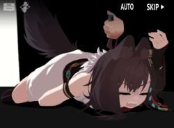 1boy 1girls animal_ears animal_penis animated arknights blood blood_drip blood_in_mouth cognitohazard corpse crawling cum cum_in_mouth cum_on_body death decapitation disembodied_penis facial fellatio female_focus guro holding_detached_head irrumatio knife knotted_penis lunacub_(arknights) murder necrophilia no_sound oral penis sharp_teeth snuff straight straight_hair tagme tail_raised tears teeth tongue tongue_out video wolf_girl yellow_eyes