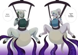 abdl baby_talk big_breasts big_thighs blue_eyes bounce bouncing chat_bubble crown cum_in_diaper diaper diaper_fetish draenei draenei_female dumb dumb_girl female female_focus female_only fishnet_armwear fishnet_clothing fishnets glowing_eyes green_eyes green_hair hanging hanging_from_ceiling hooves ponytail shirt short_hair smile smiling soiling_diaper sparkles straps stupid tail tails tentacle tight_clothes tight_clothing warcraft white_hair world_of_warcraft