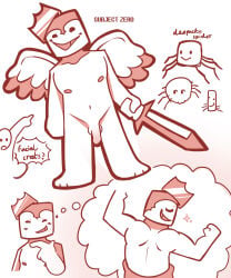 crazy_eyes flexing_arms forsaken_(roblox) gradient_penis holding_weapon roblox solo solo_male subject_zero sword twink twunk