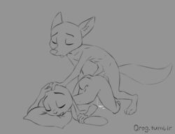 2018 3_toes all_fours ambiguous_penetration animated anthro anthro_on_anthro ass_up black_and_grey black_and_white canine closed_eyes cum cum_drip cum_inside disney doggy_style dripping duo erection female fox from_behind_position front_view grey_background head_grab judy_hopps lagomorph long_ears looking_pleasured male male_penetrating mammal monochrome nick_wilde nude open_mouth panting penetration penis pillow predator/prey qrog rabbit sex simple_background snout straight tailwag toes zootopia