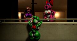 1girls 2futas 3d 3d_(artwork) anthro ass balls big_ass big_breasts big_butt big_nose big_thighs birdo bow breasts butt crocwife cum cum_on_face dick dickgirl elbow_gloves eyeshadow female futanari gloves green_body heart humor intersex intersex/female lips lipstick mario_(series) naked nintendo nipples nude panties paper_mario pink_body pink_hair purple_body red_bow scalie source_filmmaker striped_gloves super_mario_bros. tagme tail thick thick_ass thick_butt thick_hips thick_thighs video_games vivian_(paper_mario) white_skin wide_hips yoshi yuri