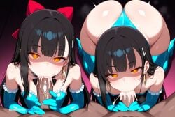1girl 4k 8k absurd_res african_male aged_down ai_assisted ai_generated all_the_way_to_the_base anime_style arrogant beautiful beautiful_eyes beautiful_face big_ass black_choker black_hair blacked brat bratty breath brown_eyes bubble_butt choker cleavage coy cum_dump cum_dumpster cum_filled cum_in_mouth cum_overflow cum_splatter cum_string curvy dark deepthroat detailed_background detailed_eyes detailed_face dim_lighting elbow_gloves excessive_cum excessive_saliva fellatio forced_oral glossy_lips glowing_eyes gushing_cum hair_ornament hairclip half_lidded_eyes head_tilt heavy_breathing high_heel_boots high_quality long_hair shiny_skin