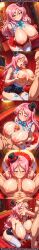 1girl ahegao ai_generated areolae blowjob blush comic cum cum_on_breasts cum_on_face drooling erect_penis exposed_breasts fellatio giant_breasts hand_on_head honoo_no_haramase_paidol_my_star_gakuen_z huge_breasts indoor long_hair male_hands momoka_aizawa multiple_panels nipples nude_breasts paizuri pink_hair pov rampa69 red_sofa rolling_eyes saliva sex sofa sweat sweating thighhighs titjob tophat