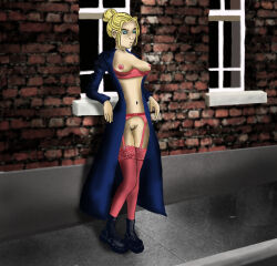 amoras blonde boots shaved_pussy stockings_thigh_highs tits wiske