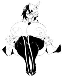 bleach genderswap_(mtf) huge_breasts large_breasts nipples rule_63 thecon thigh_boots ulquiorra_cifer