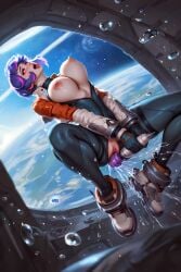 1girls ahe_gao ai_assisted ai_generated arched_back blush bodysuit boots breasts clitoris droplets earth_(planet) female female_ejaculation female_masturbation floating floating_breasts floating_hair hands_between_legs hi_res hitachi_magic_wand holding_object holding_sex_toy holding_vibrator jacket juno_(overwatch) large_breasts m_legs masturbation nipples open_clothes open_jacket open_mouth overwatch pink_hair purple_hair pussy pussy_juice red_eyes self_upload sex_toy short_hair space space_background spread_legs spread_pussy stable_diffusion streaked_hair tacocatbox tongue unzipped_bodysuit vibrator vibrator_on_pussy