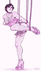 1boy bara bondage brahms_heelshire buttplug cage caged caged_cock caged_penis crossdressing gay jewel_buttplug male malesub mozgistired pinup plugged rope rope_bondage rope_harness ropes sounding sounding_rod submission submissive submissive_male the_boy_(movie) tied_up