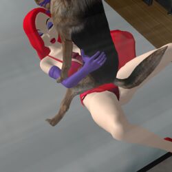 1boy 1girls 3d bestiality breasts canine disney dog dressed female interspecies jessica_rabbit male paizuri partially_visible_vulva penis pussy who_framed_roger_rabbit zoophilia