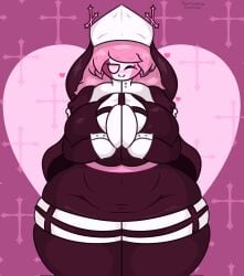 ass big_breasts big_thighs breasts enormous_thighs fat fat_thighs female female_focus female_only friday_night_funkin friday_night_funkin_mod heart heart_symbol huge_hips huge_thighs large_breasts mid-fight_masses mid_fight_masses midfight_masses nun nun_outfit pink_hair praying retrodoxl sarvente_(dokki.doodlez) sarvente_(friday_night_funkin) thick thick_ass thick_butt thick_thighs thighs thunder_thighs wide_hips