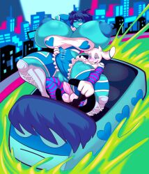 absurd_res acid anthro arm_warmers armwear balls big_breasts blue_body blue_nipples blue_skin bovid breasts capcom caprine car clothed clothing cosplay crossover crossover_cosplay deltarune digital_media_(artwork) duo erection female fur genitals goat hair heart_symbol hi_res horn huge_breasts human hyper hyper_breasts kris_(deltarune) kris_female_(deltarune) legwear male male/female mammal markings muzarello nipples penetration penis pussy rainbow_mika_(cosplay) sam_(steamyfur) sex sex_while_driving stockings street_fighter undertale_(series) vehicle white_body white_fur