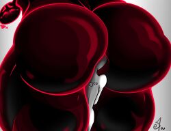 ass ass_focus bara beefy_demon_acc between_ass big_ass blush_lines demon ethan_(beefy_demon_acc) gay male muscular muscular_male yaoi