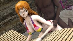 3d animated bikini bored bored_sex breasts cleavage dark-skinned_male dark_skin female from_behind interracial large_breasts long_hair male nami no_sound one_piece one_piece_film_z orange_hair sex straight tagme v-sfm video