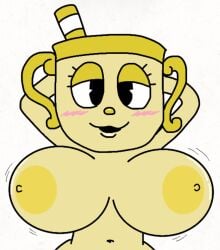 1girls arms_behind_head bedroom_eyes blush breasts cuphead:_the_delicious_last_course cuphead_(game) female_only huge_breasts looking_at_viewer ms._chalice naked_female nipples nude