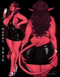 butt_crack charlotte_(succuboos) dress new_year red_skin succuboos tagme tight_clothing