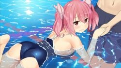 cute female moe_ninja_girls myu_momochi sexually_suggestive shy swimming